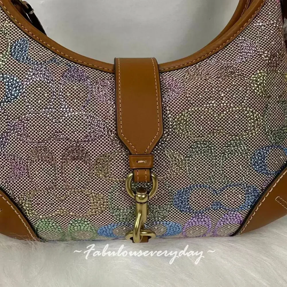 Coach Holographic Signature Canvas Shoulder Bag with Brown Leather Trim - Picture 6 of 11